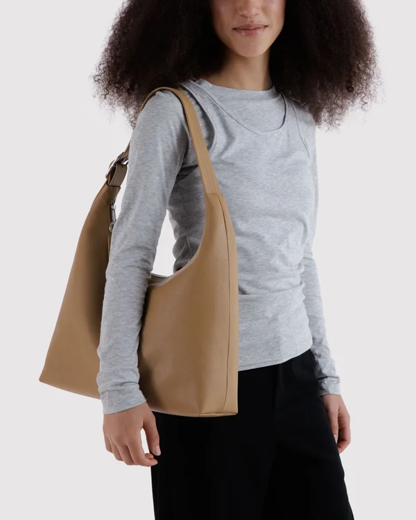 Recycled Leather Shoulder Bag - Dune - Size: OS