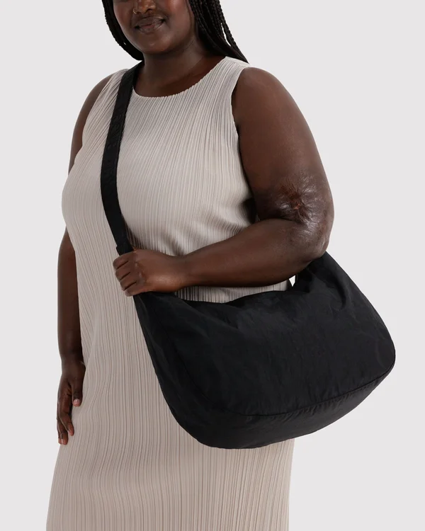 Large Nylon Crescent Bag - Black - Size: OS