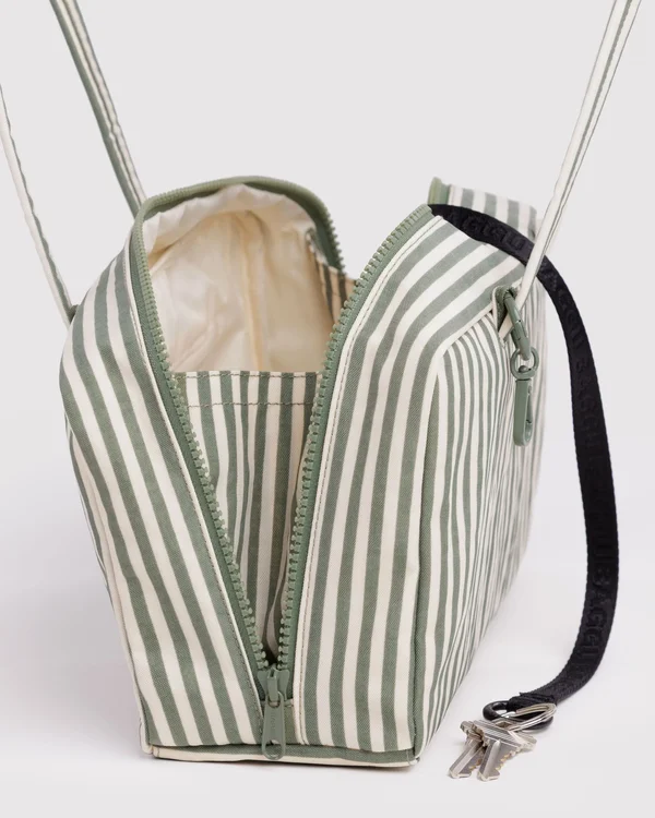 Nylon Bowler Bag - Sage Stripe - Material: heavyweight-nylon