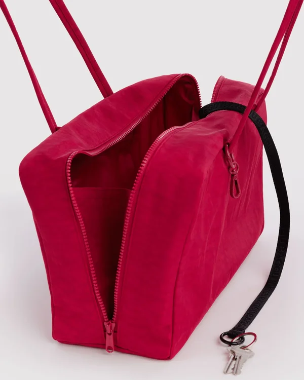 Medium Nylon Bowler Bag - Cherry - Size: OS