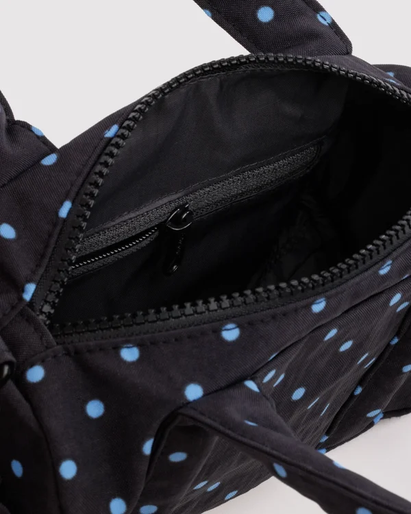 Small Nylon Duffle Bag - Black And Sky Blue Micro Dot - Size: OS