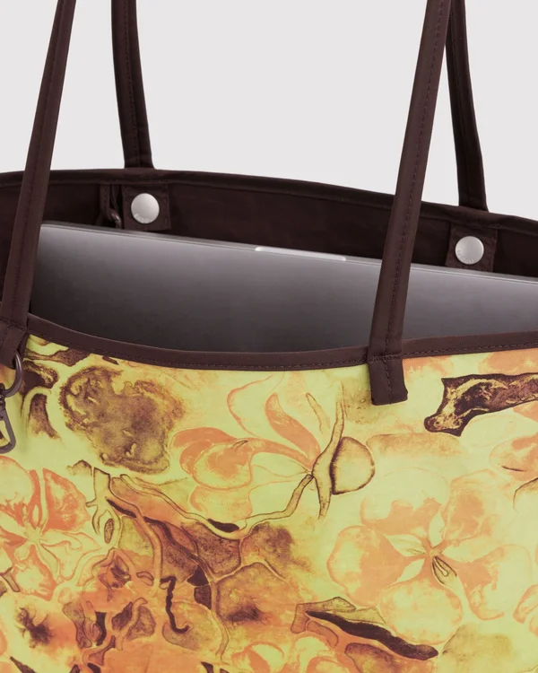 Medium Nylon Reversible Tote - Nasturtiums Ruth Asawa - Material: heavyweight-nylon