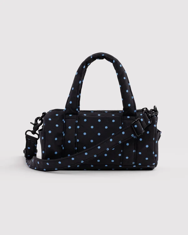 Small Nylon Duffle Bag - Black And Sky Blue Micro Dot - Size: OS