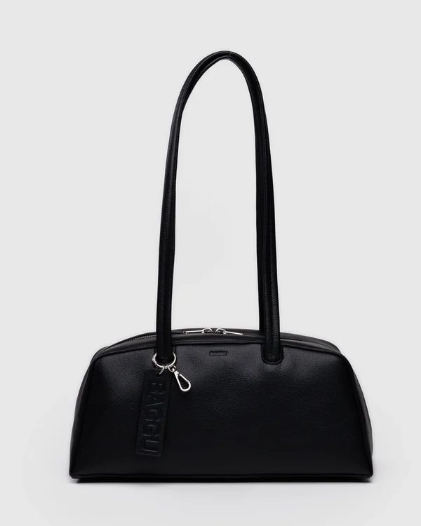 Recycled Leather Bowler Bag - Black - Size: OS