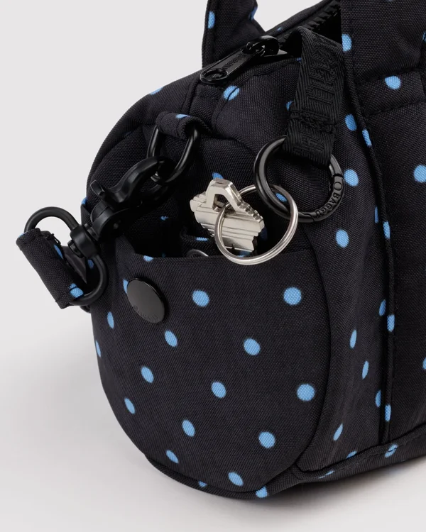 Small Nylon Duffle Bag - Black And Sky Blue Micro Dot - Size: OS