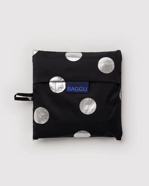 Big Baggu - Silver Metallic Polka Dot - Material: ripstop-nylon