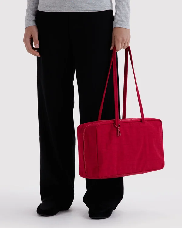 Medium Nylon Bowler Bag - Cherry - Size: OS
