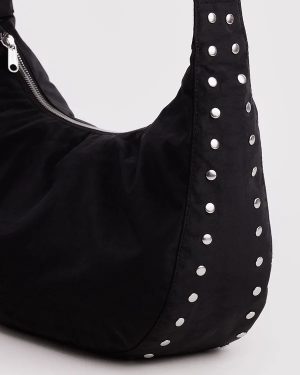 Medium Nylon Crescent Bag - Studs