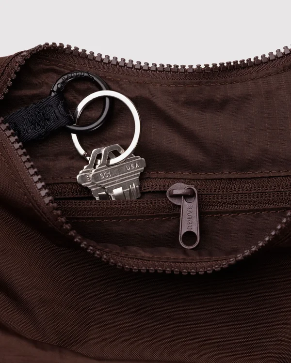 Small Nylon Crescent Bag - Coffee - Size: OS